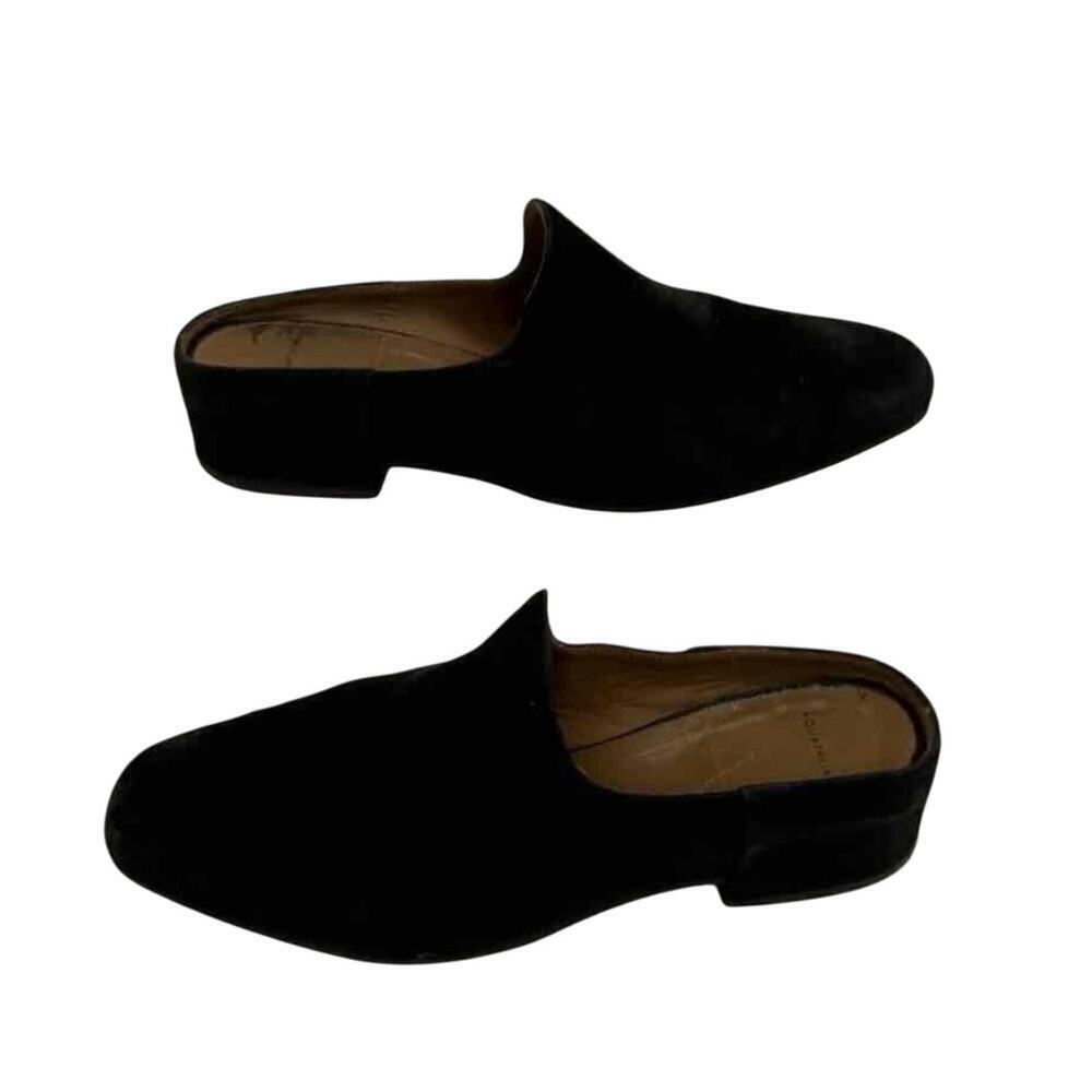 Aquatalia Black Suede Square Toe Slip-On Mules Size 8